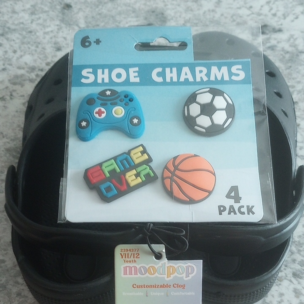 Kids Shoe Charms 4-Pack - Blue, Black, Multicolor